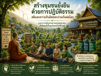 การสร้างชุมชนยั่งยืนด้วยการปฏิบัติธรรม: สังคมแห่งสติและการดูแลรักษาร่วมกัน