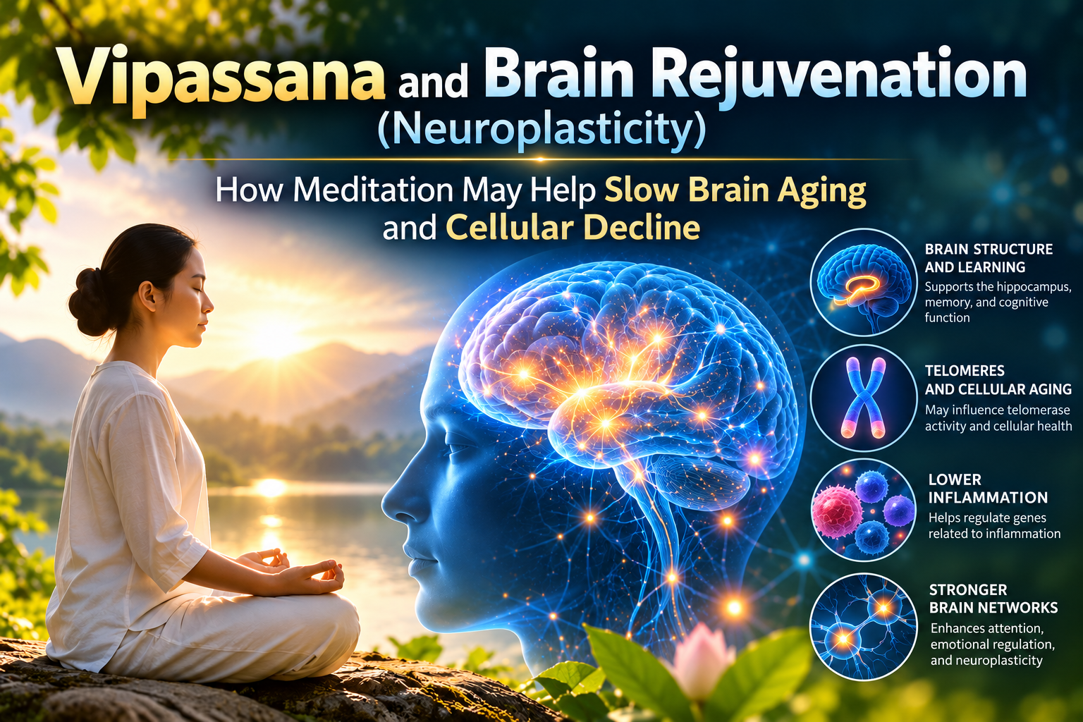 Vipassana and Brain Rejuvenation (Neuroplasticity): How Meditation Slows Cellular and Cognitive Aging